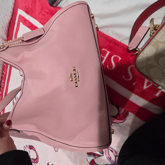 Coach Pink Pebbled Leather Hobo Shoulder Bag + Wallet Set - Picture 3 of 11